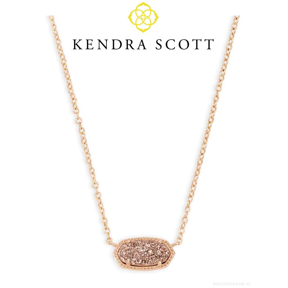 NWOT Kendra Scott Elisa Rose Gold Pendant in Rose Gold Drusy